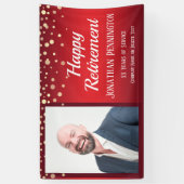 Happy Pension Rot mit Confetti Ein Foto Banner (Vertikal)