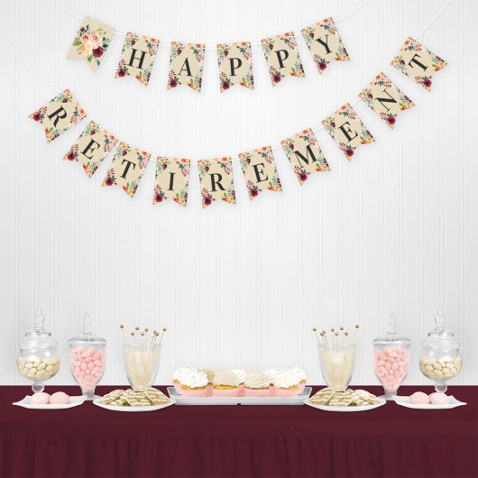 Happy Pension Rustic Burgundy Pink Fall Floral Wimpelkette