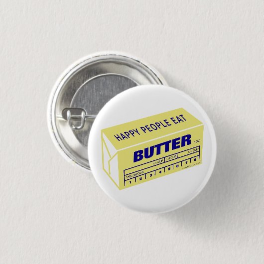 Happy People essen Butter (blau) Button (Vorne & Hinten)