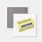 Happy People essen Butter (blau) Magnet (Vorderseite/Rückseite)