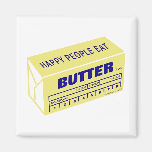 Happy People essen Butter (blau) Magnet (Vorne)