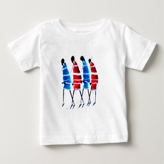 Happy People Maasai Warriors Walking Art Print Baby T-shirt (Vorderseite)