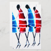 Happy People Maasai Warriors Walking Art Print Briefpapier (Vorne/Hinten)