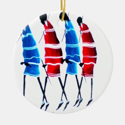 Happy People Maasai Warriors Walking Art Print Keramik Ornament (Vorne)