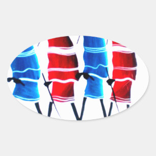 Happy People Maasai Warriors Walking Art Print Ovaler Aufkleber