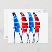 Happy People Maasai Warriors Walking Art Print Postkarte (Vorne/Hinten)