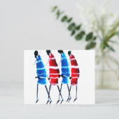 Happy People Maasai Warriors Walking Art Print Postkarte (Stehend Vorderseite)