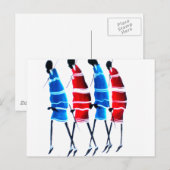 Happy People Maasai Warriors Walking Art Print Postkarte (Vorne/Hinten)