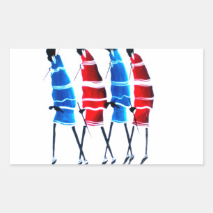 Happy People Maasai Warriors Walking Art Print Rechteckiger Aufkleber