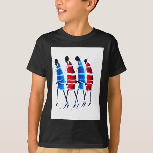 Happy People Maasai Warriors Walking Art Print T-Shirt (Vorderseite)