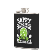 Happy People Play Pickleball - Paddleball Player Flachmann (Links)