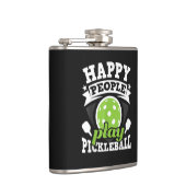Happy People Play Pickleball - Paddleball Player Flachmann (Rechts)