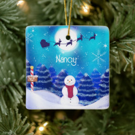 Happy Personalisiert Christmas Snowman Keramikornament