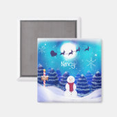 Happy Personalisiert Christmas Snowman Magnet (Vorderseite/Rückseite)