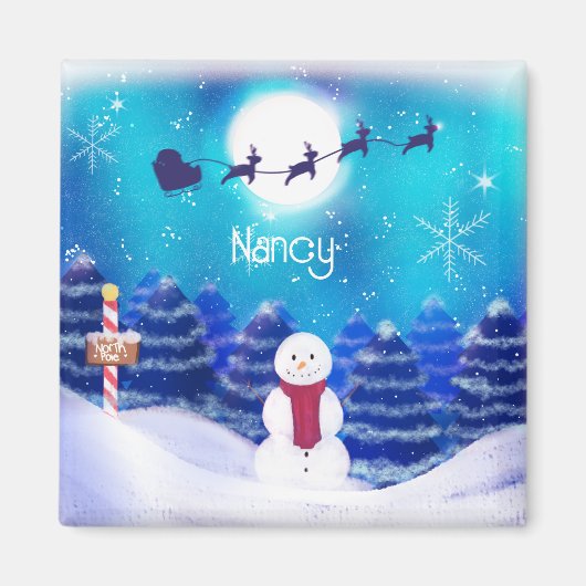 Happy Personalisiert Christmas Snowman Magnet (Vorne)