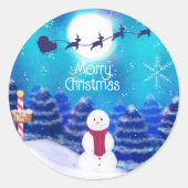 Happy Personalisiert Christmas Snowman Runder Aufkleber (Vorderseite)