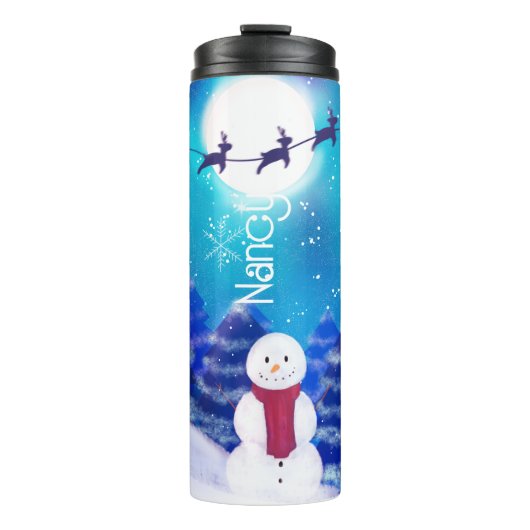 Happy Personalisiert Christmas Snowman Thermosbecher (Vorderseite)