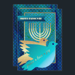 Happy Pessach. Friedenstauben und Menorah-Karte Karte<br><div class="desc">Happy Pessach. Elegante Festive Gold Foil Peace Doves und Menorah anpassbare Pessach Flat Grußkarte. Matching Karten und Geschenke in der jüdischen Urlaubskategorie unseres Stores.</div>