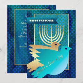 Happy Pessach. Friedenstauben und Menorah-Karte Karte