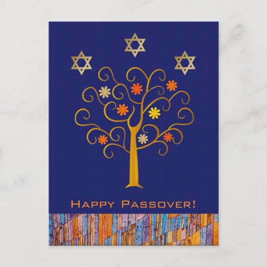 Happy Pessach. Frühlingsblühende Baum Postkarte (Vorderseite)