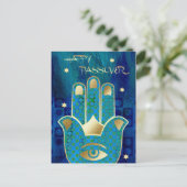 Happy Pessach. Hamsa Hand Lucky Symbol Postkarte (Stehend Vorderseite)