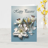 Happy Pessach Karte mit Star of David und Lilien (Gelbe Blume)