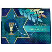 Happy Pessach. Star von David und Kiddush Cup Große Geschenktüte (Rückseite)