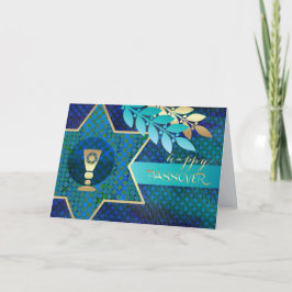 Happy Pessach. Star von David und Kiddush Cup Karte