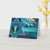 Happy Pessach. Star von David und Kiddush Cup Karte (Gelbe Blume)