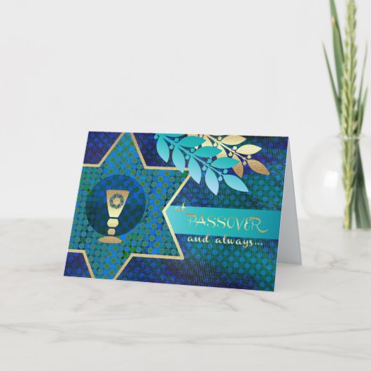 Happy Pessach. Star von David und Kiddush Cup Karte (Vorderseite)