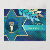 Happy Pessach. Star von David und Kiddush Cup Postkarte (Vorderseite)