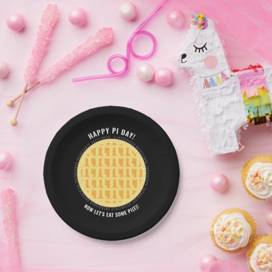 Happy Pi Day | 100+ Ziffern Gitter Apple Pie Black Pappteller (Party)