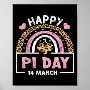 Happy Pi Day 2024 Rainbow Math Lover Lehrer Leopa Poster
