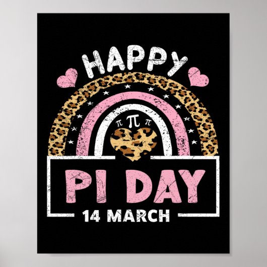 Happy Pi Day 2024 Rainbow Math Lover Lehrer Leopa Poster (Vorne)