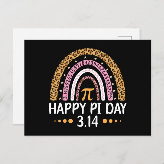 Happy Pi Day 3.14 Regenbogen Postkarte (Vorne/Hinten)
