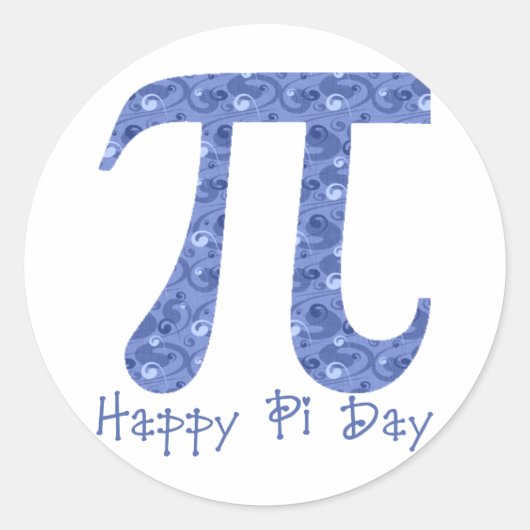 Happy Pi Day Blue Wirbel 2 Runder Aufkleber (Vorderseite)