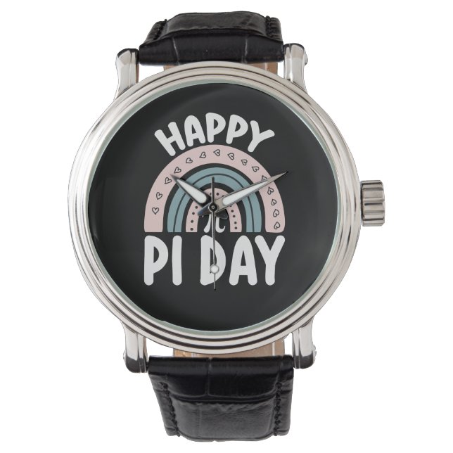 Happy Pi Day Boho Rainbow Mathematic Armbanduhr (Vorderseite)