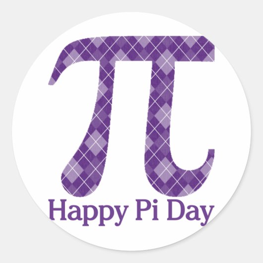 Happy Pi Day Lila Raute Runder Aufkleber (Vorderseite)