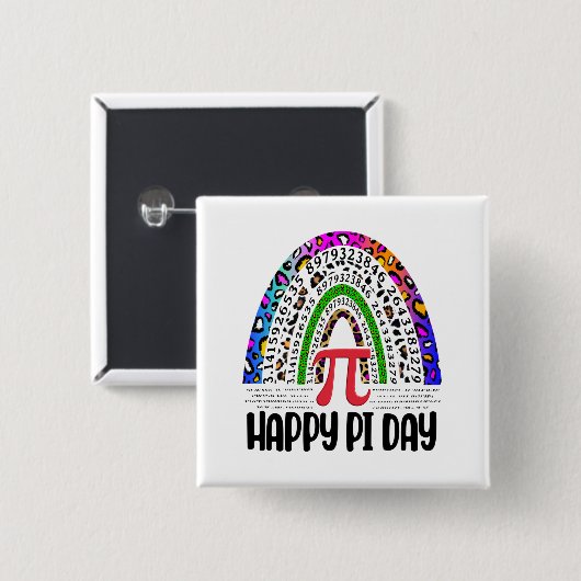 Happy Pi Day Mathematic Leopard Rainbow Button (Vorne & Hinten)