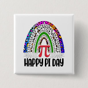 Happy Pi Day Mathematic Leopard Rainbow Button