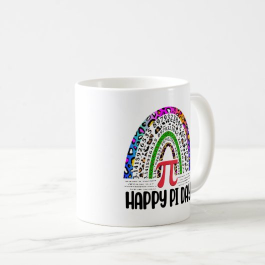 Happy Pi Day Mathematic Leopard Rainbow Kaffeetasse (VorderseiteRechts)