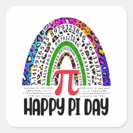 Happy Pi Day Mathematic Leopard Rainbow Quadratischer Aufkleber