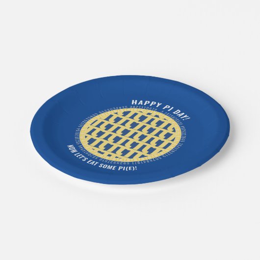 Happy Pi Day mit 100+ Ziffern | Lattice Blueberry Pappteller (Schrägansicht)