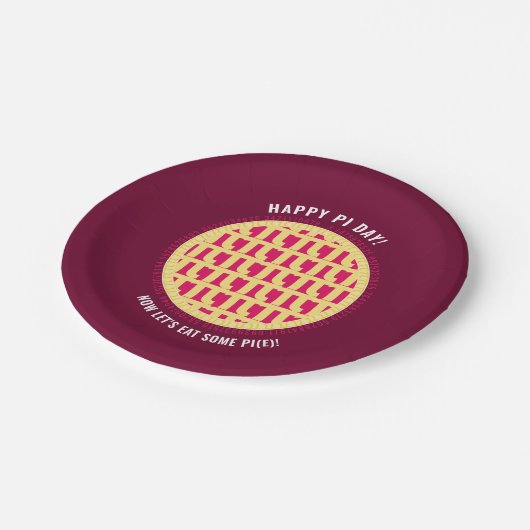 Happy Pi Day mit 100+ Ziffern Lattice Pi | Himbeer Pappteller (Schrägansicht)