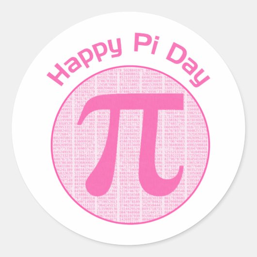 Happy Pi Day Numbers Pink Runder Aufkleber (Vorderseite)