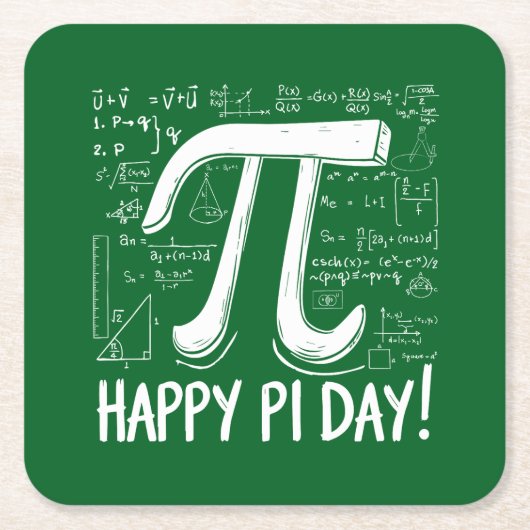 Happy Pi Day Papier Untersetzer Geeky Mathe Tisch  (Vorderseite)