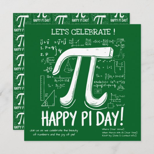 Happy Pi Day Party Einladung - Fun Math (Vorne/Hinten)