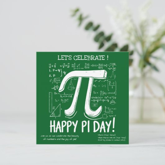 Happy Pi Day Party Einladung - Fun Math (Stehend Vorderseite)