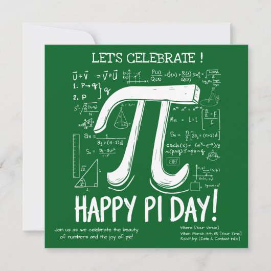 Happy Pi Day Party Einladung - Fun Math (Vorderseite)