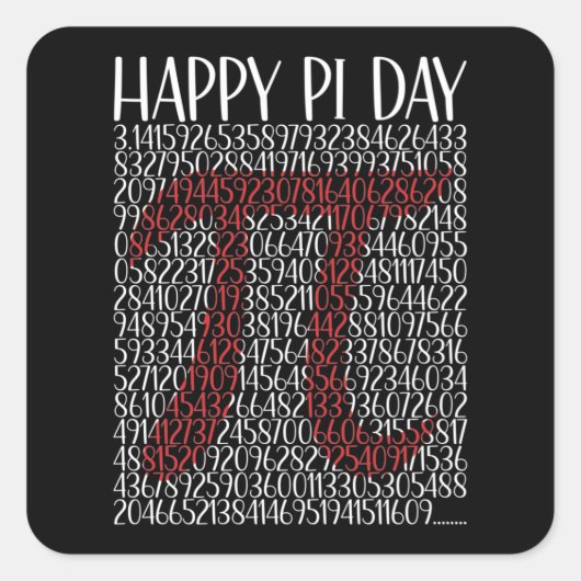 Happy Pi Day Pi Symbol 3.14 Quadratischer Aufkleber (Vorderseite)